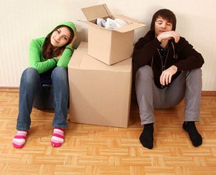 Van loading process showing careful handling of furniture