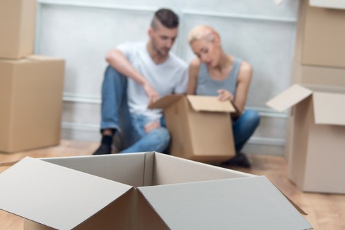 Carefully packed household items prepared for transport