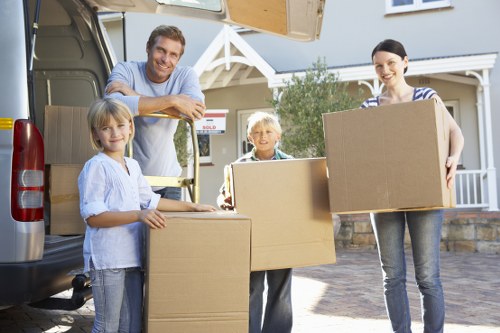 Packed moving boxes ready for a home move in Roehampton