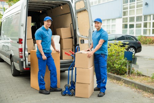 Packed student belongings ready for transport in Roehampton