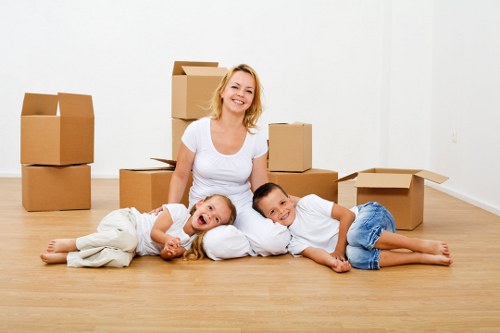 Packed moving van prepared by Roehampton removal experts
